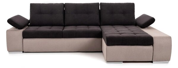 Colțar Extensibil VENETIA, cu ladă de depozitare, variante stânga/dreapta 290x170x80 cm, Stanga / Negru-Bej-Enjoy