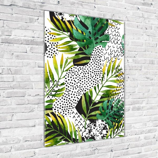 Tablou Printat Pe Sticlă frunze tropicale