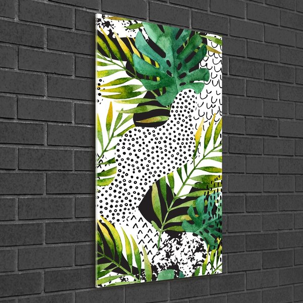 Tablou Printat Pe Sticlă frunze tropicale