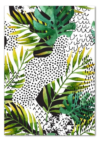 Tablou Printat Pe Sticlă frunze tropicale