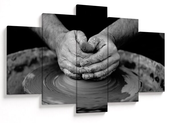 Tablou alb negru - producția de ceramică (150x105 cm)