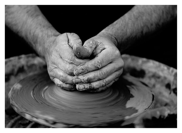 Tablou alb negru - producția de ceramică (70x50 cm)