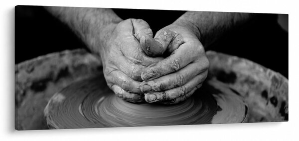 Tablou alb negru - producția de ceramică (120x50 cm)