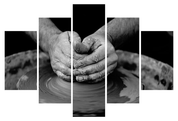 Tablou alb negru - producția de ceramică (150x105 cm)
