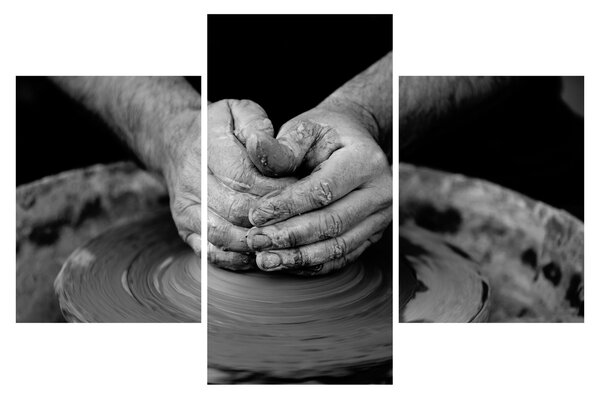 Tablou alb negru - producția de ceramică (90x60 cm)