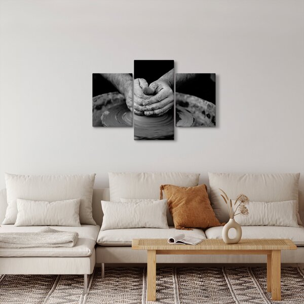 Tablou alb negru - producția de ceramică (90x60 cm)