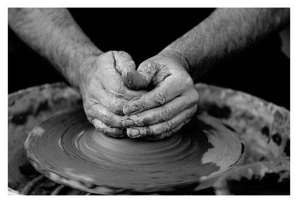 Tablou alb negru - producția de ceramică (90x60 cm)