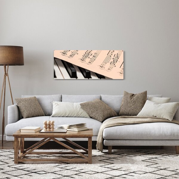 Tablou cu pian și notele muzicale (120x50 cm)