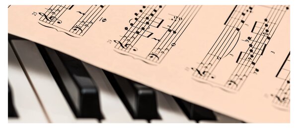 Tablou cu pian și notele muzicale (120x50 cm)