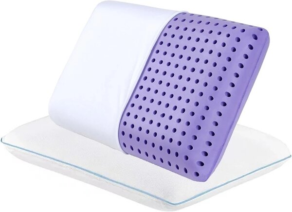 AERO-SAN LAVANDA GEL, Pernă ortopedică pentru dormit, din spumă cu memorie, infuzată cu lavandă, cu sistem de ventilație al aerului și infuzie totală cu gel