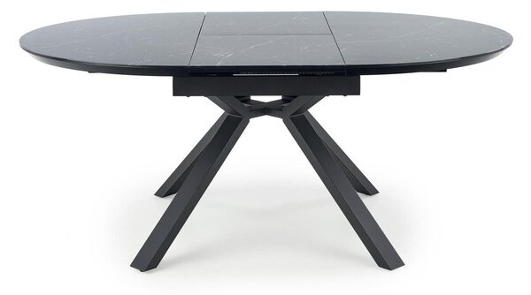 Masă Houston 1245Marmură neagră, Negru, 8cm, ExtensieExtensie, Sticlă călită, MDF, Metal