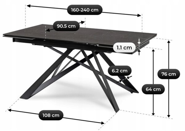 Masă sufragerie extensibilă Maximus (negru) (pentru 6-8 persoane). Promo -19%. 1129257
