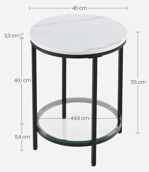 Masuta de Cafea Model Jazmine, 45x45x55 cm, Negru, Blat Sticla securizata