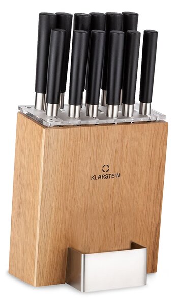 Klarstein Kitano XL Set de 13 piese Set de cuțite cu suport, 12 cuțite, oțel, suport luxos din lemn