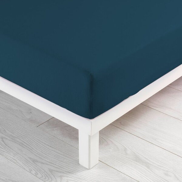 Cearceaf albastru închis din jerseu cu elastic 90x190 cm Jersy – douceur d'intérieur