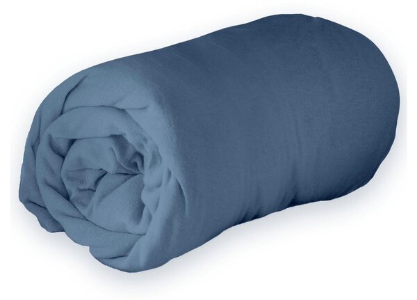 Cearceaf albastru închis din jerseu cu elastic 90x190 cm Jersy – douceur d'intérieur