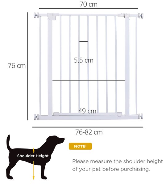 Poarta de Siguranta PawHut pentru Copii si Animale de Companie Alb 76-82x76cm | Aosom Romania