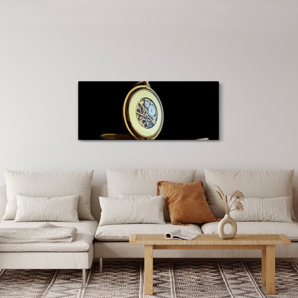 Tablou cu ceas de buzunar de aur (120x50 cm)