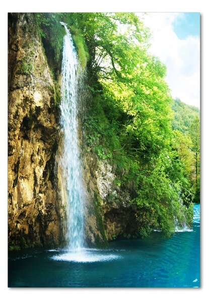 Tablou sticlă Cascada din pădure