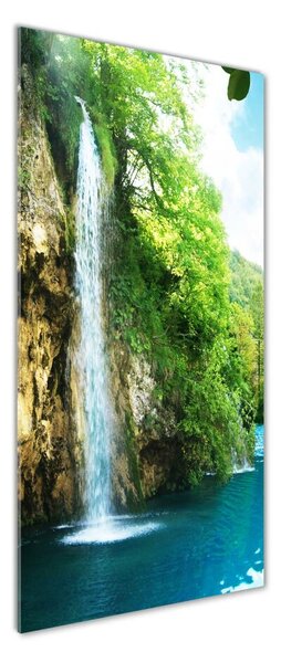 Tablou sticlă Cascada din pădure
