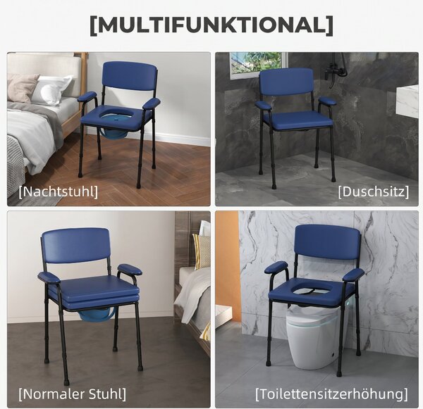 HOMCOM Scaun cu Vas de Toaleta pentru Varstnici