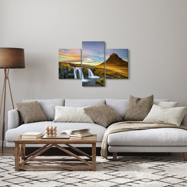 Tablou cu munții și cascade pe Islanda (90x60 cm)
