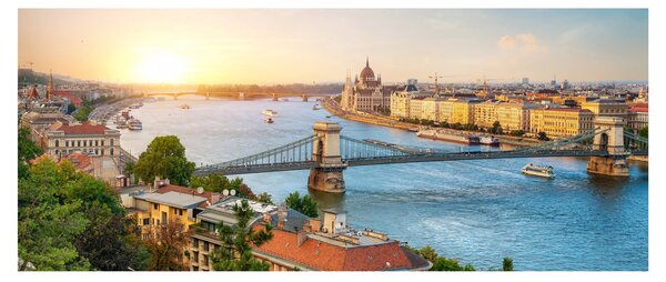 Tablou cu orașul Budapesta și râu (120x50 cm)