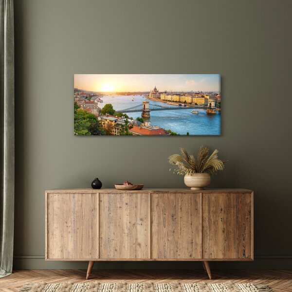 Tablou cu orașul Budapesta și râu (120x50 cm)