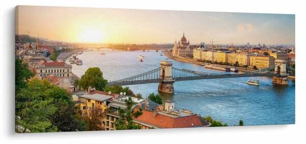 Tablou cu orașul Budapesta și râu (120x50 cm)
