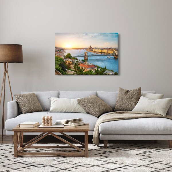 Tablou cu orașul Budapesta și râu (90x60 cm)