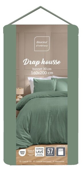 Cearceaf verde 160x200 cm Linella – douceur d'intérieur