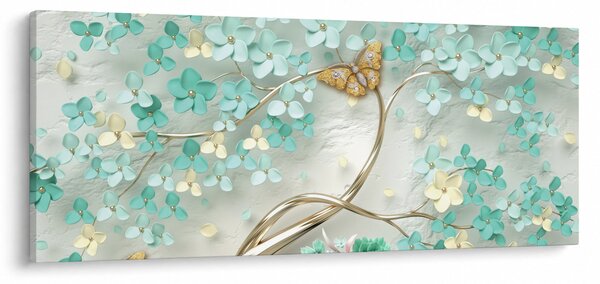 Tablou cu flori și fluturi (120x50 cm)