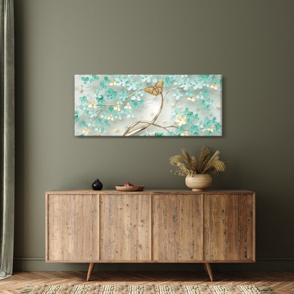 Tablou cu flori și fluturi (120x50 cm)
