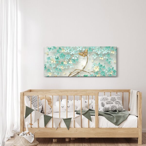 Tablou cu flori și fluturi (120x50 cm)