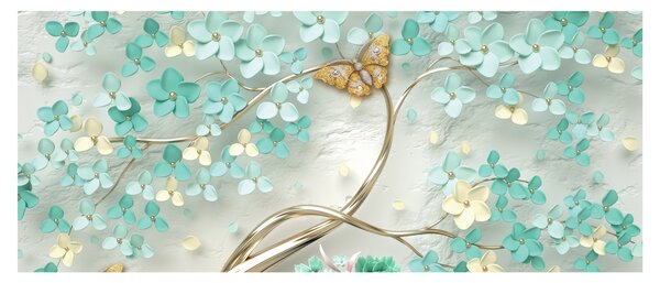 Tablou cu flori și fluturi (120x50 cm)