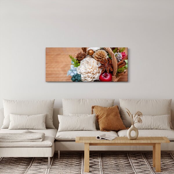 Tablou cu coș din nuiele (120x50 cm)