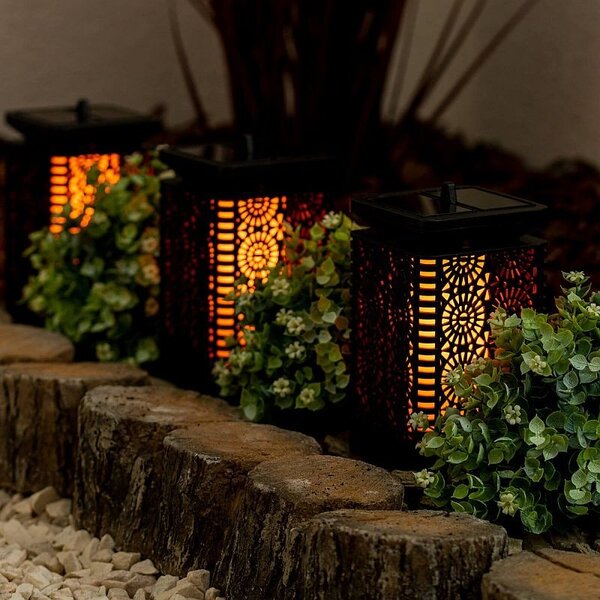 Lampa solara de gradina, flacara decorativa, senzor crepuscular, IP44, 30 lm, ABS