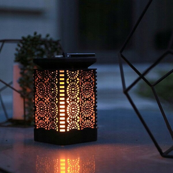 Lampa solara de gradina, flacara decorativa, senzor crepuscular, IP44, 30 lm, ABS