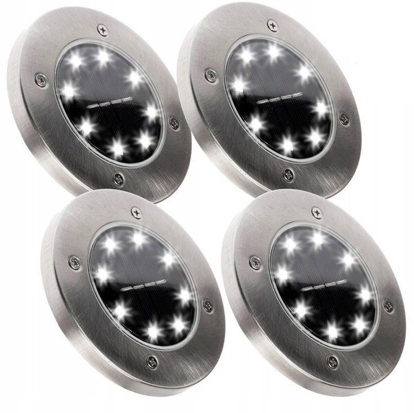 Spot solar incastrabil, set 4 bucati, 8 LED-uri SMD, senzor crepuscular, IP54, otel inoxidabil