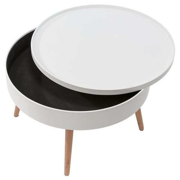 Masă de cafea rotundă cu spațiu de depozitare 60 cm
