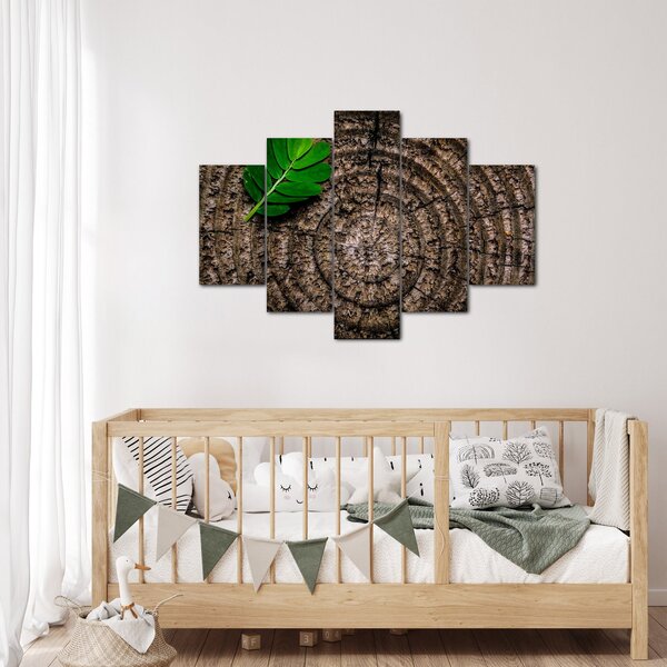 Tablou cu frunză pe trunchi de copac (150x105 cm)
