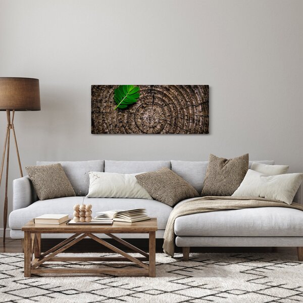 Tablou cu frunză pe trunchi de copac (120x50 cm)