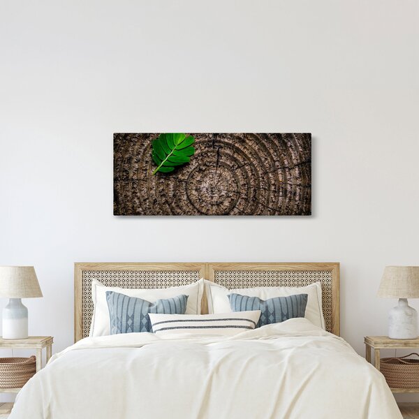 Tablou cu frunză pe trunchi de copac (120x50 cm)