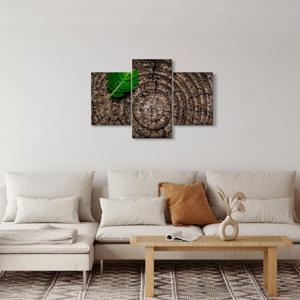 Tablou cu frunză pe trunchi de copac (90x60 cm)