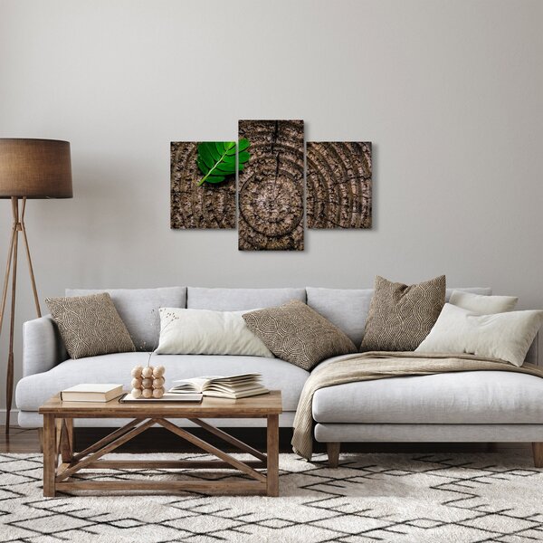 Tablou cu frunză pe trunchi de copac (90x60 cm)