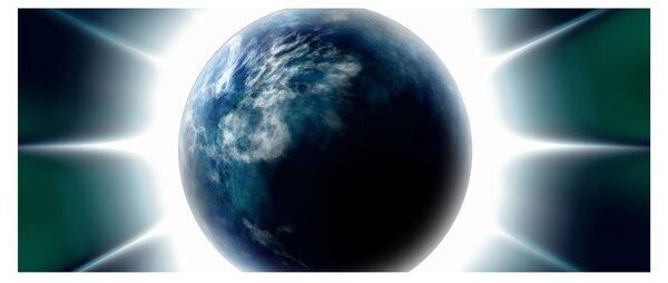 Tablou cu planeta iluminată (120x50 cm)