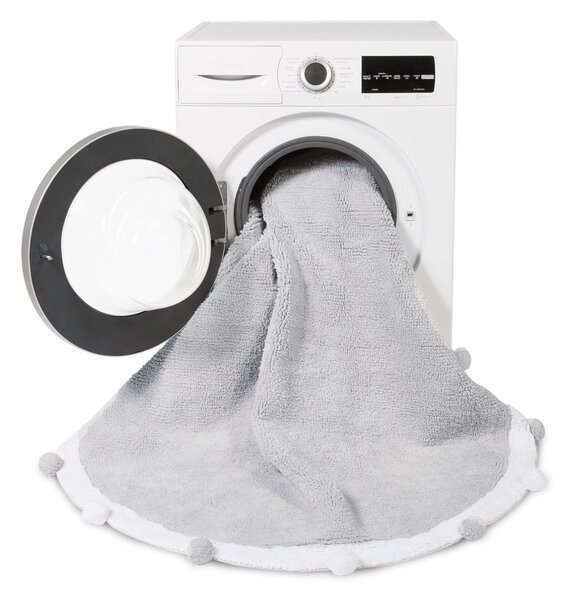 Covor pentru copii gri deschis lavabil/țesut manual din bumbac ø120 cm Bubbly – Lorena Canals