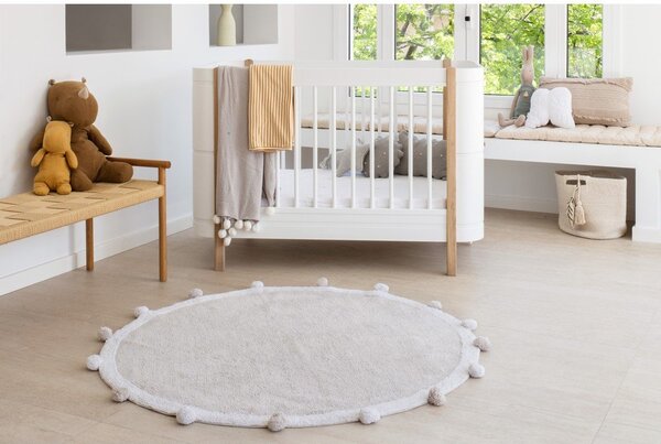 Covor pentru copii gri deschis lavabil/țesut manual din bumbac ø120 cm Bubbly – Lorena Canals