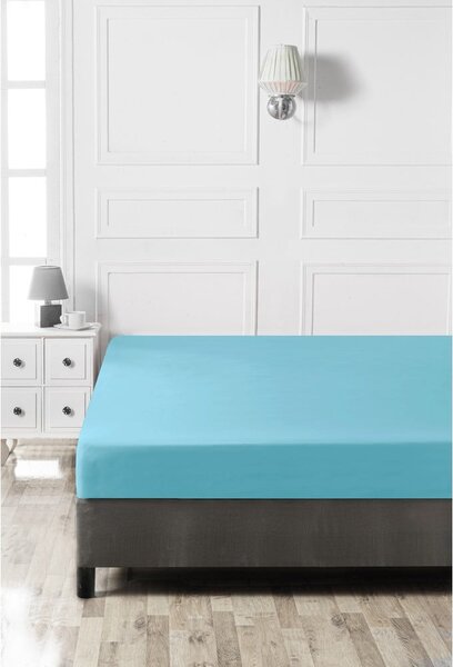 Cearceaf turcoaz din bumbac cu elastic 140x200 cm – Mijolnir