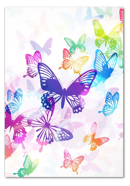 Tablou Printat Pe Sticlă fluturi colorat